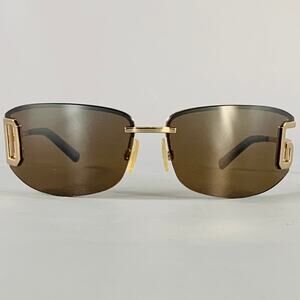 DOLCE & GABBANA Gold Tortoiseshell Metal Monogram Wrap Around Sunglasses